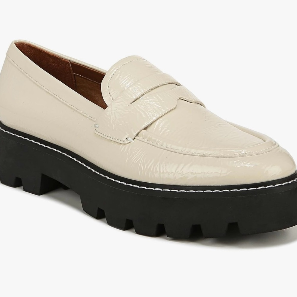 Franco Sarto Putty White Balin Lug Sole Penny Loafer Like New!